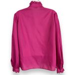 Vintage High Neck Blouse Pink Ruffle Long Sleeve Button Photo 1