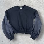 Cami NYC Cami‎ NYC Valeria Puff Mesh Sleeve Sweatshirt Top Black Sz S Photo 2