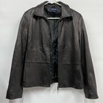 Ann Taylor Leather black Jacket medium soft buttery zip up w/pockets Photo 0