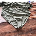 Olive Green Ruched Swimsuit Set Photo 2