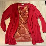 Jaclyn Smith  collection gold Red long sleeve shirt top Photo 0