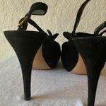 Kate Spade : Black Suede Open Toe Heels- Floral Accent- 7 Photo 3