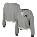Colosseum Michigan Magnum Scoop Neck Cropped Pullover Sweatshirt Grey XL NWT Photo 0