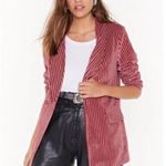 Nasty Gal NWT Nast Gal Say It Stripe Velvet Striped Blazer Photo 0