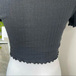 BP  Nordstrom Black Short Sleeve Henley Ribbed Crop Top NEW Size M Photo 6