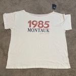 Hollister Women's White Oversized Off-the-shoulder Montauk Graphic Tee Size XXL Photo 0