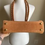 Beth Levine Suede Camel Tall Tote Purse Round Braided Rope Handles Shoulder Bag Tan Photo 4