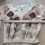 Vintage Victoria Sweater One Size Made in USA Floral Painted Cotton Pullover 90s Red Photo 7