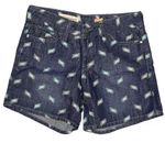 Pilcro and the Letterpress Pilcro by Anthropologie Dark Wash Turquoise Printed Cotton/Linen Jean Shorts Photo 0