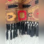 Vintage AKF New York Vest With Fringe USA German Fabric Artsy Boho; size S Photo 3