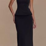 Meshki Bertie Peplum Halter Maxi Dress - Black Photo 0