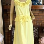 VINTAGE CIRCA 1970'S UNION MADE YELLOW KNIT DRESS WITH RUFFLE DETAILS (M) Size M Photo 0