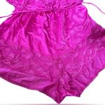 Tessies Vintage 80s Magenta Sheer Floral Lace Lingerie Intimates Romper Teddie Photo 6