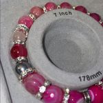 Pink bling Beaded Bracelet with Heart Charm Photo 3