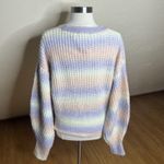 ZARA  Sweater Womens XL Rainbow Pastel Striped Knit Balloon Sleeves NEW Photo 7