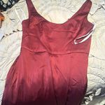 David's Bridal David’s bridal bridesmaid scoop neck tank satin Merlot dress size 6 w/ pockets Photo 8