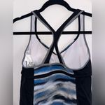 Nike  Black and Blue Wave Swim Tank Top Photo 4