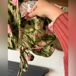 Agua Bendita Tropical Peony print tie wrap top  x Target linen blend medium Photo 2