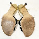 Kate Spade  Size 10 Leather Gold Black Heels Ankle Wrap Women Photo 4