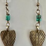 Sterling Silver Leaf & Turquoise Dangle Earrings Photo 2