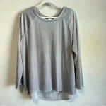 Loft ‎ Lounge Women’s Gray Velvet Pullover Top Size L Photo 4