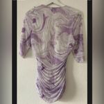 Ganni  Purple Marble Ruched Stretchy Mesh Square Neck Top 42 Photo 1