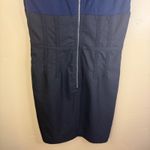 Jenni Kayne  Navy Blue Sheath Dress Woven Corset Waist Zipper Back Size 2 Photo 5