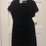 Laurence Kazar New  Vintage Size L Black Silk Beaded Sheath Dress Cocktail Photo 0