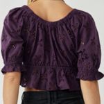 Free People Gardenia Eyelet Top Grape Size X-Small Gently Used Boho Cottagecore Photo 1