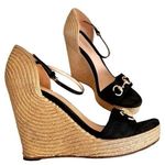 Gucci Horsebit Suede Wedge Espadrille Platform Wedge Black Suede Sandals S 40 Photo 0