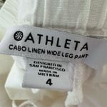 Athleta Women's White Cabo Linen Wide-Leg Linen Pants Size 4 Cropped Raw Hem Photo 3
