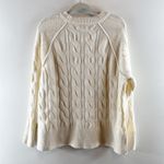 Aerie  Unreal Crewneck Oversized Cable Knit Long Sleeve Sweater Cream XS Photo 3