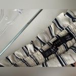 ZARA  Blue White And Silver Striped Wide Leg Ankle Pants Pull On Elastic Waist Photo 4