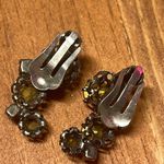 VINTAGE 50s CLIP BACK EARRINGS MADE IN AUSTRIA Orange/yellow RARE design Photo 2