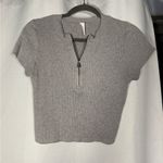 Daily Practice Grey Ribbed Zipper Crop Top Medium Gray Photo 1