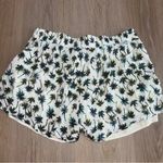 Miami White Flowy Shorts with Palm Trees - Size Medium Photo 2