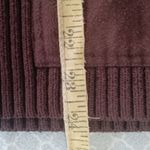 Jones New York  Womens M Sweater Jacket Faux Suede Knit Sleeves Brown Full Zip Photo 5