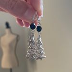 Silver Spiral Cone Funky Drop Earrings Black Bead Coiled Wire Retro Y2K Jewelry Photo 0