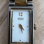 Seiko  Ladies Watch Unique Two Tone Bracelet White Rectangular Dial Photo 1