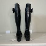 Kate Spade Black Rubber Tall Heeled Winter Rain Boots with Bow Size 7 Photo 4