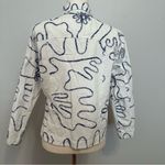 Y2K Karen Hart White and Blue Floral Embroidered Jacket 100% Cotton Size S Photo 3