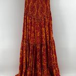 Abel the label  Bondi Dress Maxi Strapless Smocked Tiered Orange Pink M Photo 5