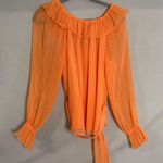 Vintage 1970s JB Boutique California Orange Pleated Dress Chiffon 3 Piece XS Photo 9