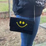 Smiley Face Beaded Clutch Purse Black Photo 0