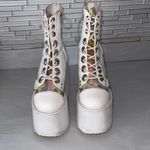 DEMONIA White Iridescent Boots Lace Up with Zipper White Size 6 Photo 2