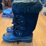 Khombu  womens leather faux fur waterproof lace up winter snow boots black 7 Photo 1