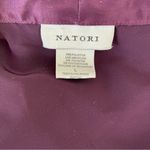 Natori Women's Purple Satin Kimono Robe w Lace Cuffs Belted Knee Length Large Photo 4