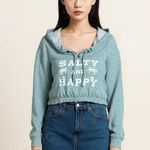 SALTY & HAPPY Beach Hoodie NWT MEDIUM Blue Photo 0