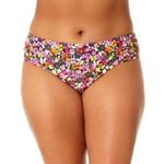 California Sunshine Floral-Print Side-Ruched Bikini Bottom Colorful Pink 3X Photo 0