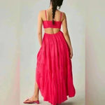 Anthropologie Let Me Be Cut Out Tiered Pink Maxi Dress $190 Made in India Size M Photo 6